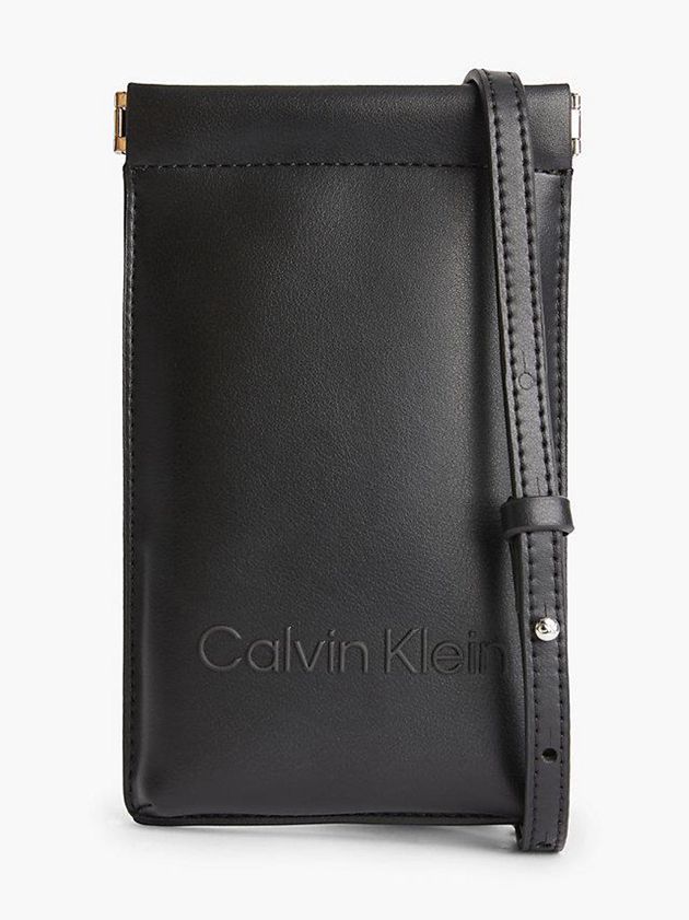 Calvin Klein USA Recycled Crossbody Phone Pouch Womens Bag Black 3786059-TY